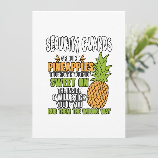 Beveiligingsbewakers zijn als ananassen. feestdagenkaart (Staand voorkant)