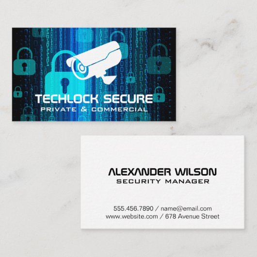 Beveiligingscamera | Hangsloten codering Visitekaartje (Voorkant / Achterkant)
