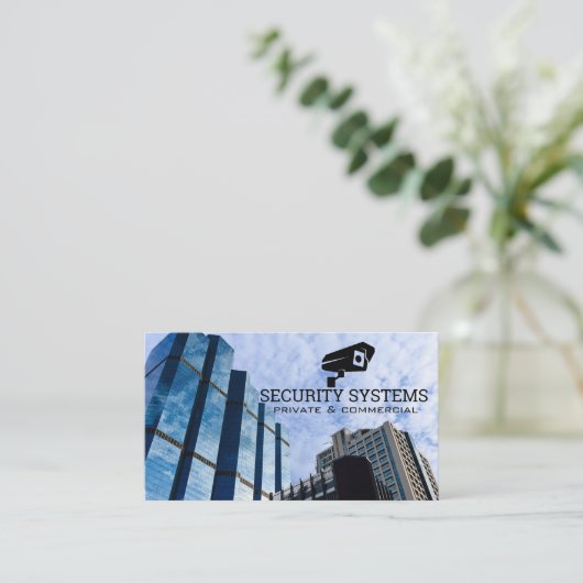 Beveiligingscamera Logo | Bedrijfs wolkenkrabbers Visitekaartje (Staand voorkant)