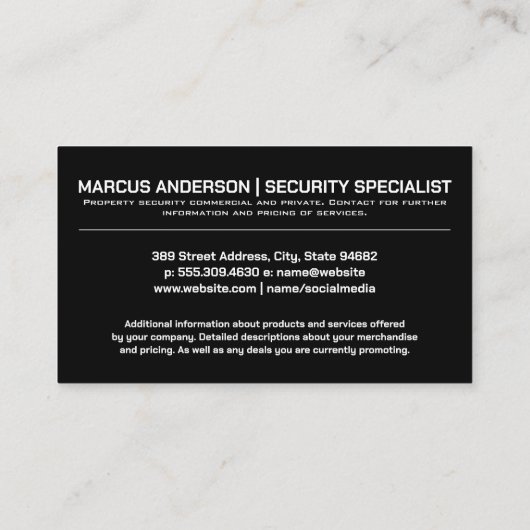 Beveiligingscamera | Prikkeldraad  Visitekaartje (Achterkant)