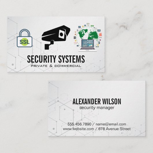 beveiligingscamera | sluis | Gegevensbeveiliging w Visitekaartje (Voorkant / Achterkant)