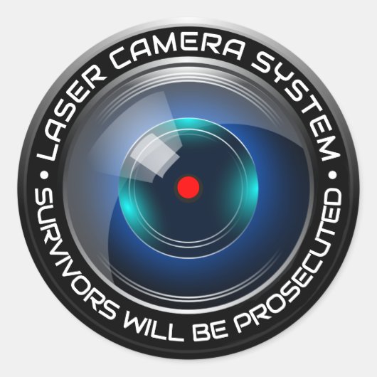Beveiligingscamera Surveillance Lasersysteem Thuis Ronde Sticker (Voorkant)
