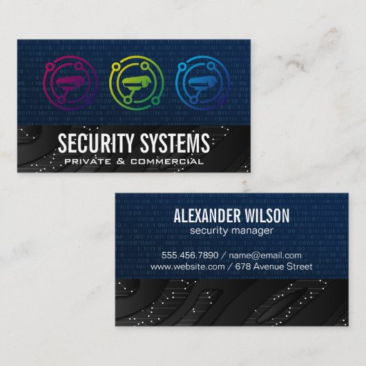 Beveiligingscamera | Technologie | Binaire code Visitekaartje (Voorkant / Achterkant)