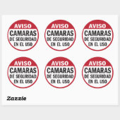 Beveiligingscamera's in gebruik Aviso in het Spaan Ronde Sticker (Vel)