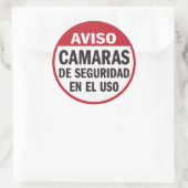 Beveiligingscamera's in gebruik Aviso in het Spaan Ronde Sticker (Tas)