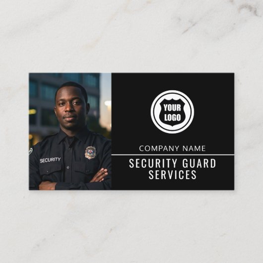 Beveiligingsdiensten Moderne Foto Logo QR-code Visitekaartje (Voorkant)
