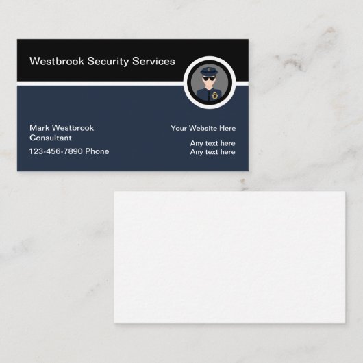 Beveiligingsdiensten Moderne Visitekaartjes (Voorkant / Achterkant)