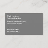 Beveiligingsdiensten voor hire glanzende Visitekaa Visitekaartje (Achterkant)