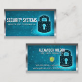 Beveiligingsnetwerkvergrendeling | Metalen rand Visitekaartje (Voorkant / Achterkant)