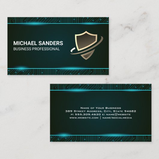 Beveiligingsschild | Achtergrond van de technische Visitekaartje (Voorkant / Achterkant)