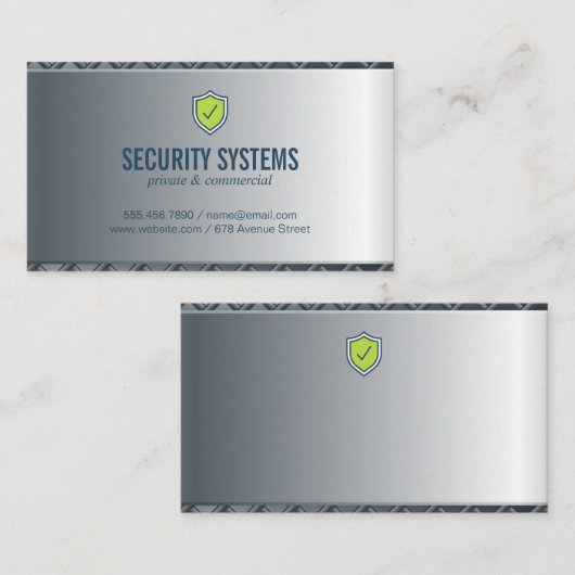 Beveiligingsschild | Metallic Achtergrond Visitekaartje (Voorkant / Achterkant)