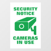 Beveiligingsservice van videocamera tegen diefstal raamsticker (Vel)