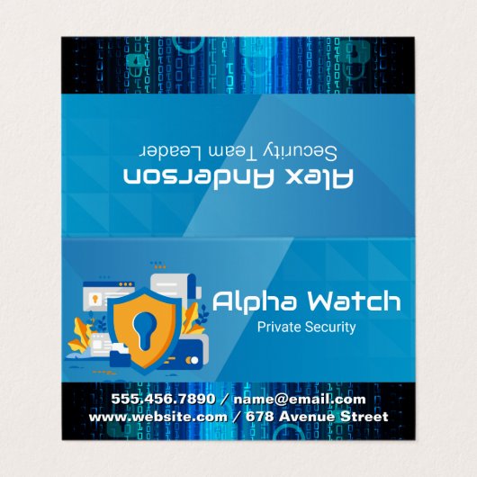 beveiligingsteam | cybercodering | techniek visitekaartje (Buitenkant ongevouwen)