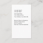 BeveiligingsVisitekaartjes Visitekaartje (Achterkant)
