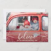 BEVEL Script Snowflake Photo Feestdagenkaart (Voorkant)