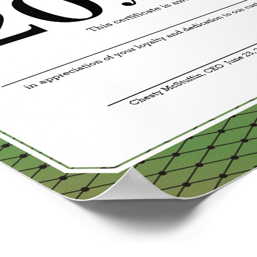 Bevel universeel certificaat ter nagedachtenis van poster (Hoek)