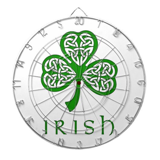Beveled Celtic Knot Shamrock over Irish text Dartbord (Voorkant)