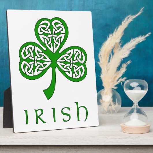 Beveled Celtic Knot Shamrock over Irish text Fotoplaat (Zijkant)