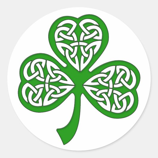 Beveled Celtic Knot Shamrock Ronde Sticker (Voorkant)