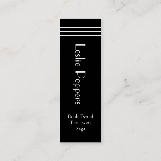 Bevelhebber van Leslie Peppers Book Marker Mini Visitekaartje (Achterkant)