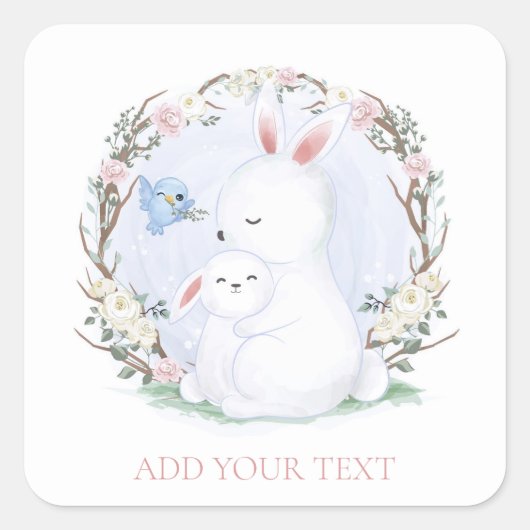 BEVELOPE SEAL STICKER : MOTHER + BABY BUNNEN (Voorkant)