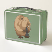 Bever aan het schaken met schaakstuk loper (Achterkant)