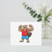 Bever als bodybuilder met grote bovenarmen briefkaart (Staand voorkant)