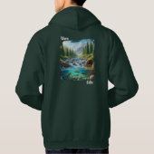 Bever bij bergstroom met forel hoodie (Achterkant)