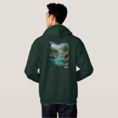 Bever bij bergstroom met forel hoodie (Achterkant volledig)