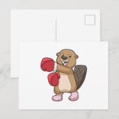 Bever bij boksen met boks handschoenen briefkaart (Voorkant / Achterkant)