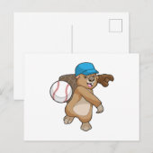 Bever bij honbalspullen met pet briefkaart (Voorkant / Achterkant)