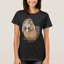 Bever Bruid Bloem Huwelijk T-shirt