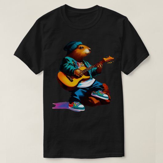 Bever en gitaar t-shirt (Design voorkant)