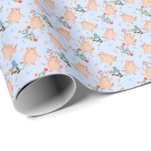 Bever en Vogel Cadeaupapier (Rol Hoek)