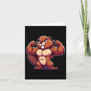Bever Flexing Spieren Fan Lover Bodybuilding Gym Kaart