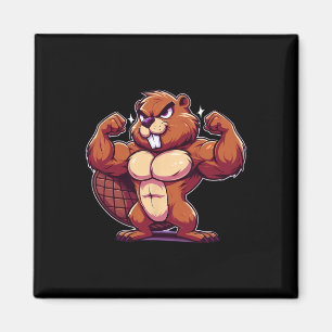 Bever Flexing Spieren Fan Lover Bodybuilding Gym Magneet