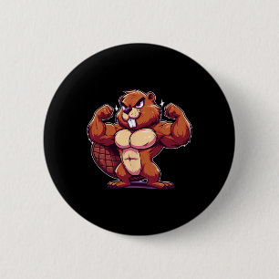 Bever Flexing Spieren Fan Lover Bodybuilding Gym Ronde Button 5,7 Cm