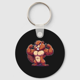 Bever Flexing Spieren Fan Lover Bodybuilding Gym Sleutelhanger