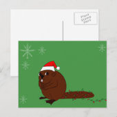 Bever in een kerstmuts feestdagenkaart (Voorkant / Achterkant)
