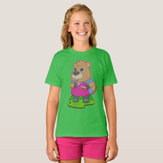 Bever kapper schaar kam t-shirt (Voorkant volledig)