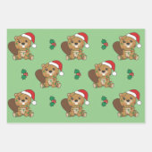 Bever Kerstmis Winter Dieren Vakantie Bevers Inpakpapier Vel (Voorkant 3)