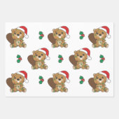Bever Kerstmis Winter Dieren Vakantie Bevers Inpakpapier Vel (Voorkant 2)