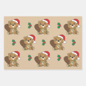 Bever Kerstmis Winter Dieren Vakantie Bevers Inpakpapier Vel (Voorkant)