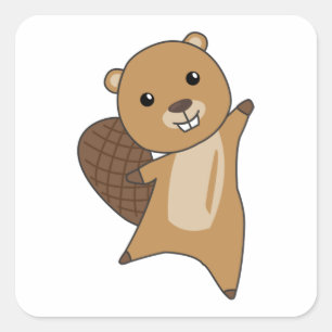 bever knaagdieren voor kinderen vierkante sticker