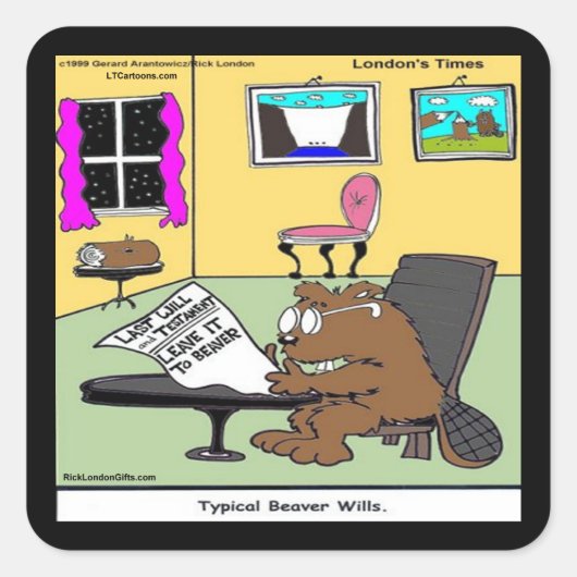 Bever Leven Testamenten Rick Londen Grappig Vierkante Sticker (Voorkant)