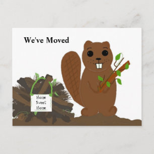 Bever met dam - we zijn verhuisd aankondigingskaart