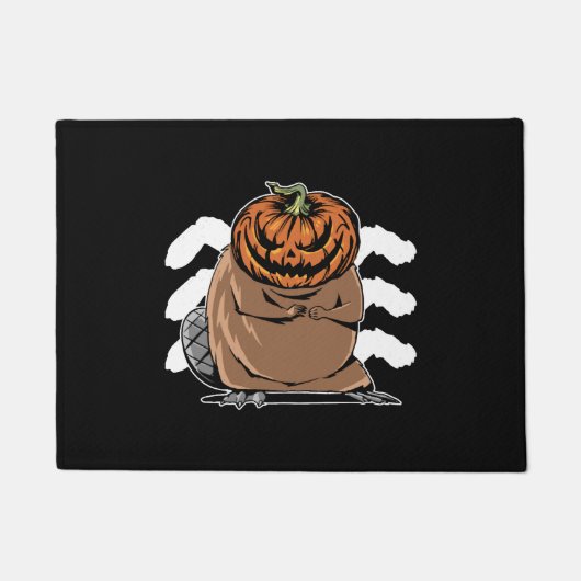 Bever met een pompoenhoofd - Halloween Bever Deurmat (Voorkant)