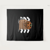 Bever met een pompoenhoofd - Halloween Bever Wandkleed (Voorkant (horizontaal))