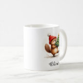 Bever met kerstboom aangepaste naam koffiemok (Voorkant rechts)