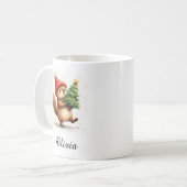 Bever met kerstboom aangepaste naam koffiemok (Voorkant links)